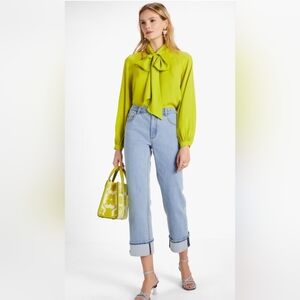 Kate Spade Wide Leg Cuffed Denim Pants